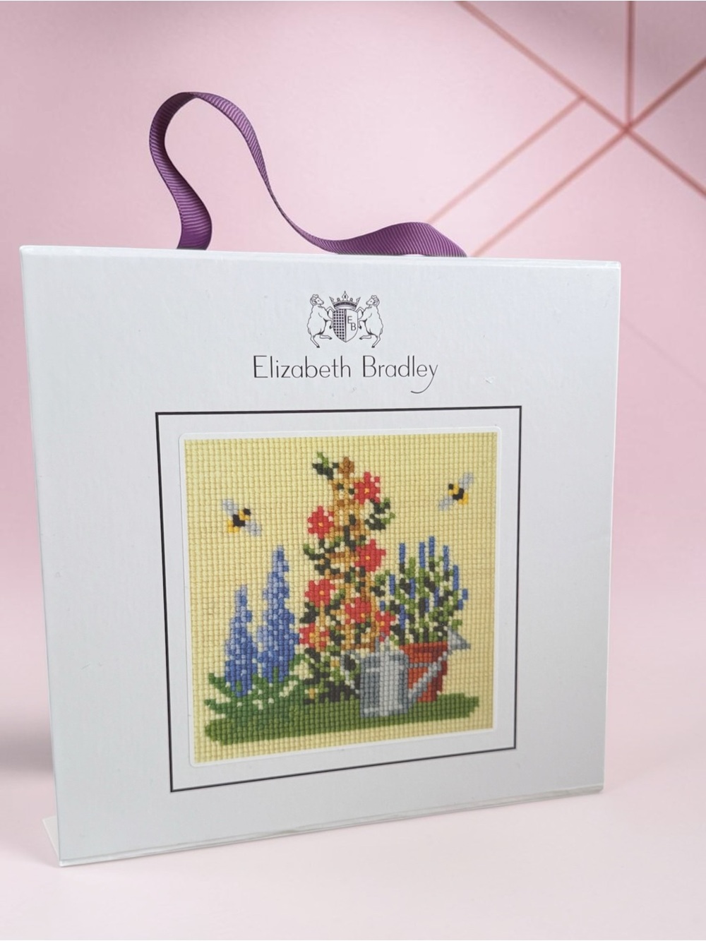 Yellow Floral Cross-Stitch Wall Art Panel